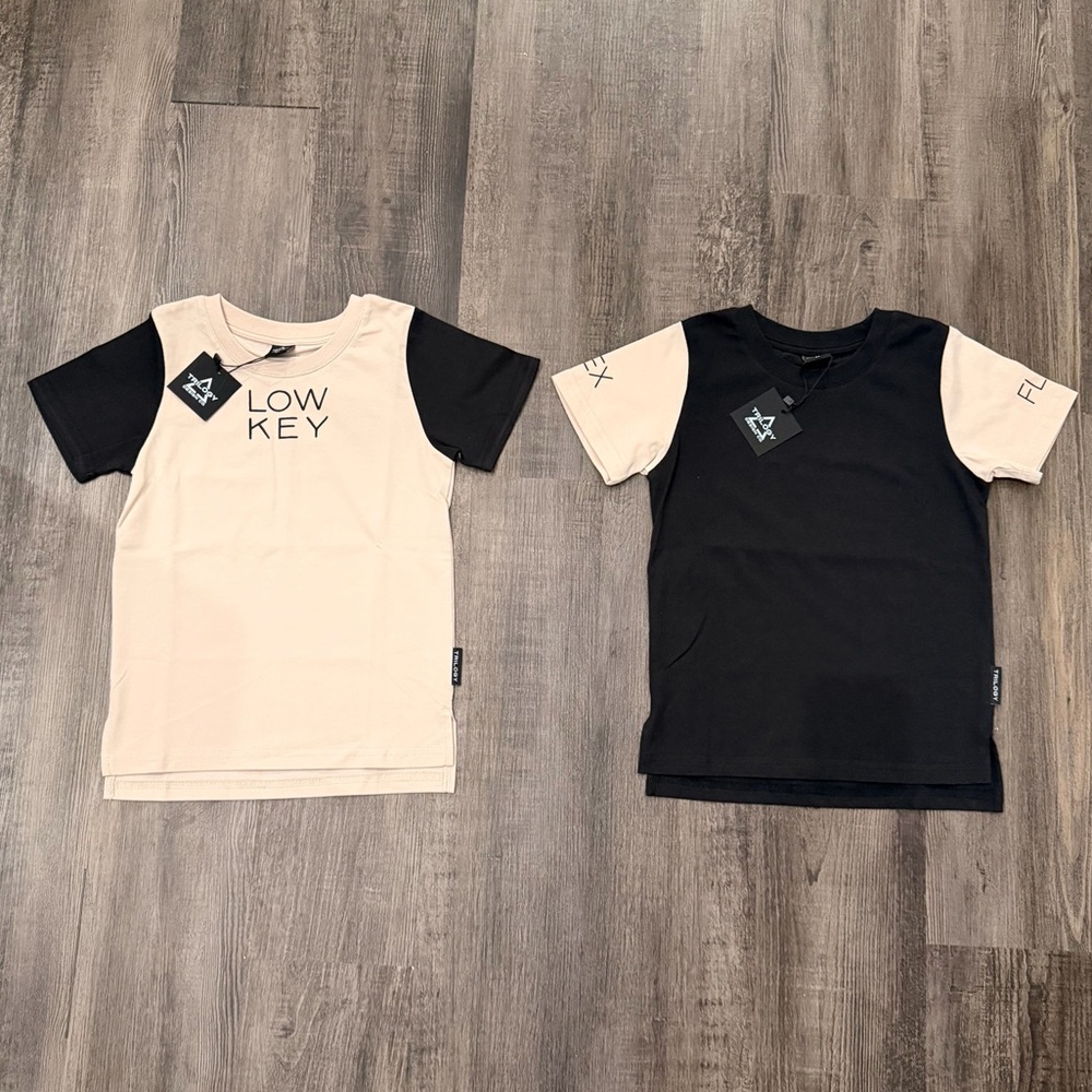 Trilogy Design Kids' Black and Cream Short Sleeve Tees